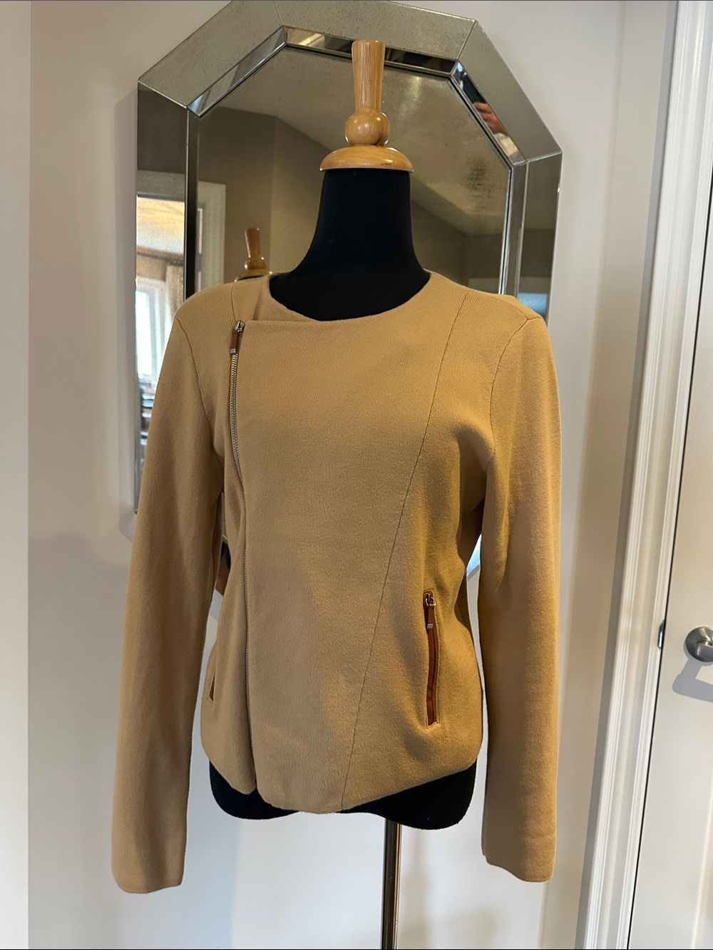 Ralph Lauren Camel Asymmetric Zip Blazer